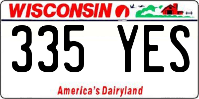 WI license plate 335YES