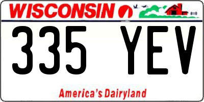 WI license plate 335YEV