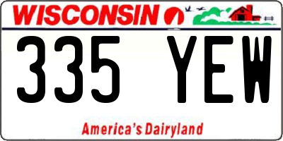 WI license plate 335YEW