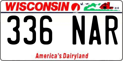 WI license plate 336NAR