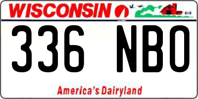WI license plate 336NBO