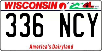 WI license plate 336NCY