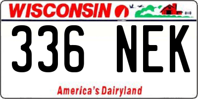 WI license plate 336NEK