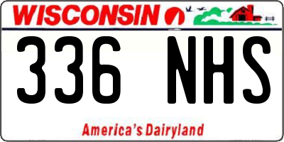 WI license plate 336NHS