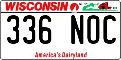 WI license plate 336NOC