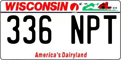 WI license plate 336NPT