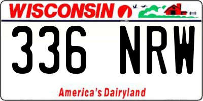 WI license plate 336NRW
