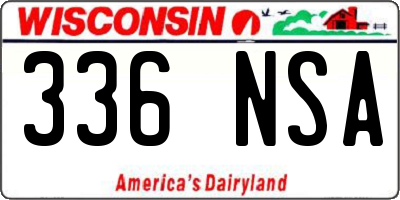 WI license plate 336NSA