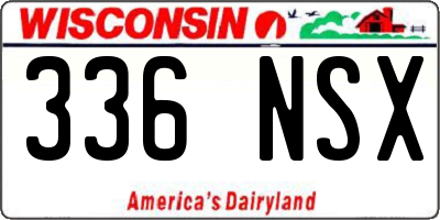 WI license plate 336NSX