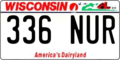 WI license plate 336NUR