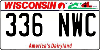 WI license plate 336NWC
