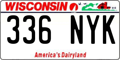 WI license plate 336NYK