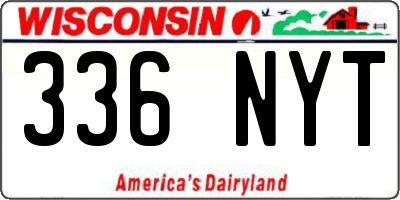 WI license plate 336NYT