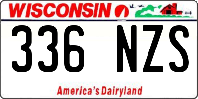 WI license plate 336NZS