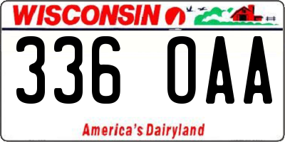 WI license plate 336OAA