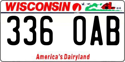 WI license plate 336OAB