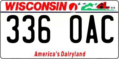 WI license plate 336OAC