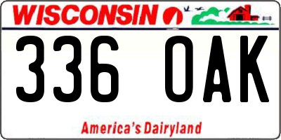 WI license plate 336OAK