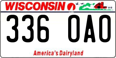 WI license plate 336OAO