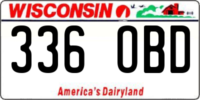 WI license plate 336OBD