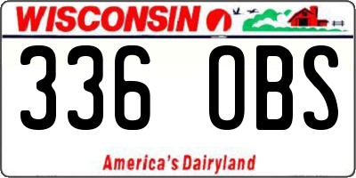WI license plate 336OBS