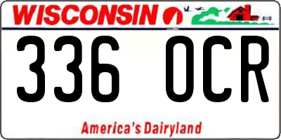 WI license plate 336OCR