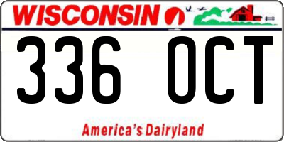 WI license plate 336OCT