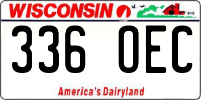 WI license plate 336OEC
