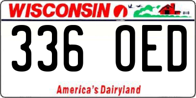 WI license plate 336OED