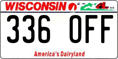 WI license plate 336OFF