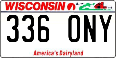 WI license plate 336ONY