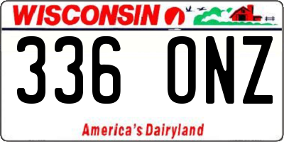 WI license plate 336ONZ