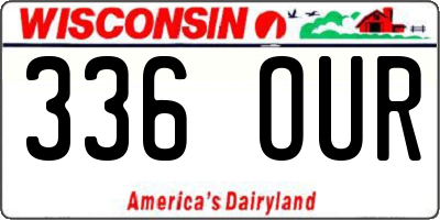 WI license plate 336OUR