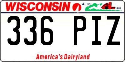 WI license plate 336PIZ