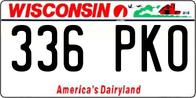 WI license plate 336PKO