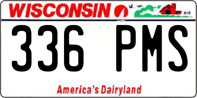 WI license plate 336PMS
