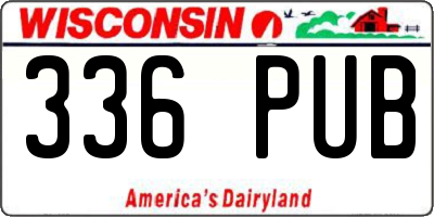WI license plate 336PUB