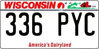 WI license plate 336PYC