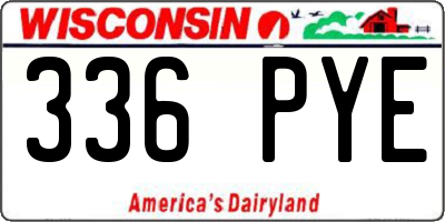 WI license plate 336PYE