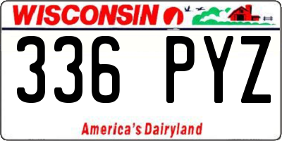 WI license plate 336PYZ