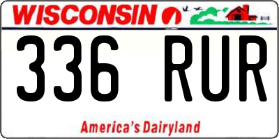 WI license plate 336RUR