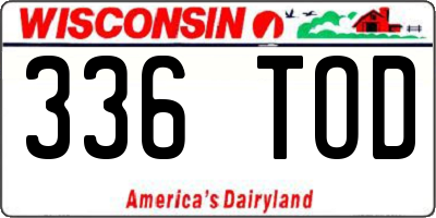 WI license plate 336TOD