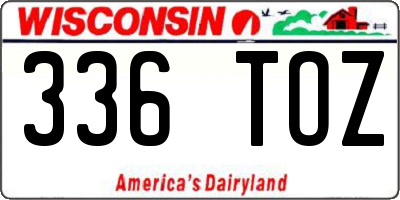 WI license plate 336TOZ