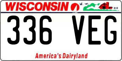 WI license plate 336VEG