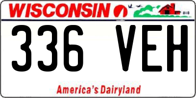 WI license plate 336VEH
