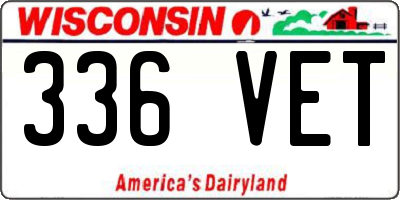 WI license plate 336VET