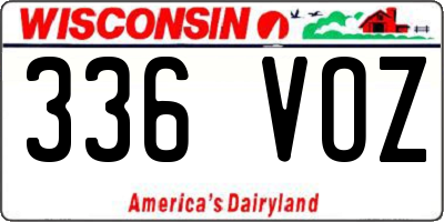 WI license plate 336VOZ