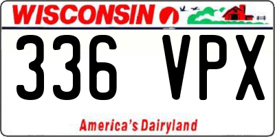 WI license plate 336VPX