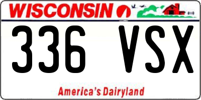 WI license plate 336VSX
