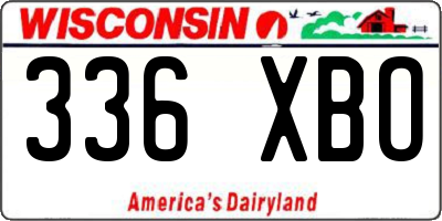 WI license plate 336XBO
